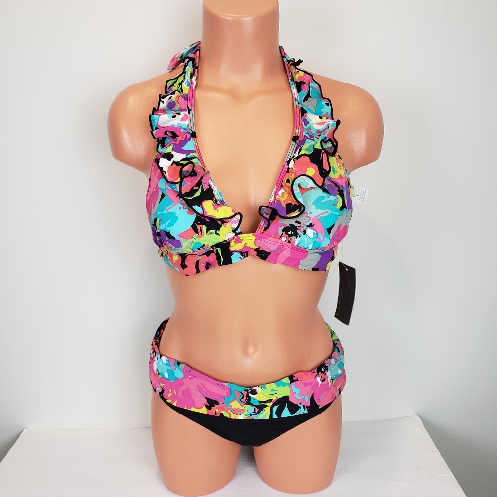 NWT Kenneth Cole Multi  Colored Bikini Size Small